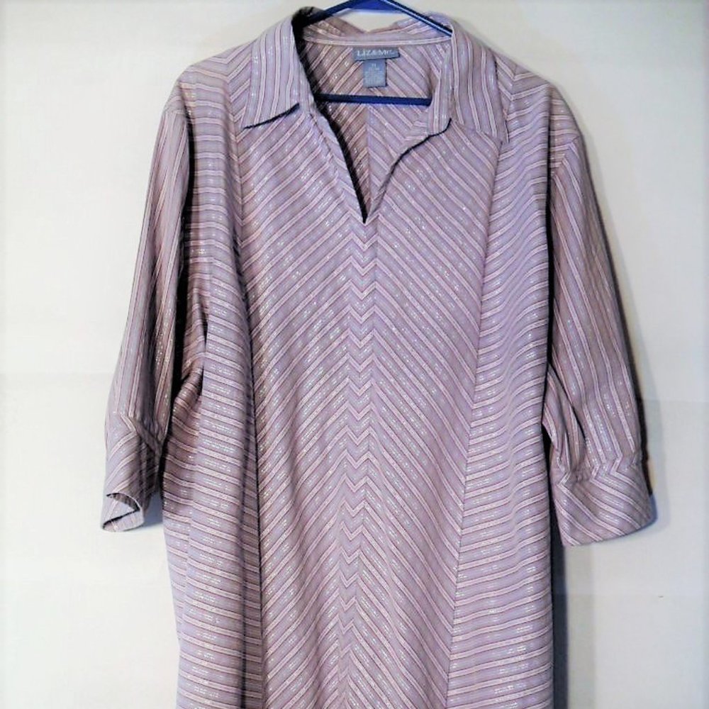 PLUS SIZE -Liz & Me 2 X  Multi colored Striped top